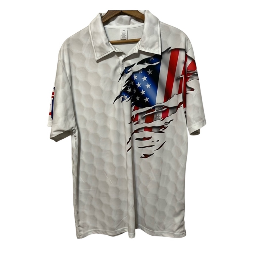 A4- Red white blue america golf designed Dri fit shirt collared x-large